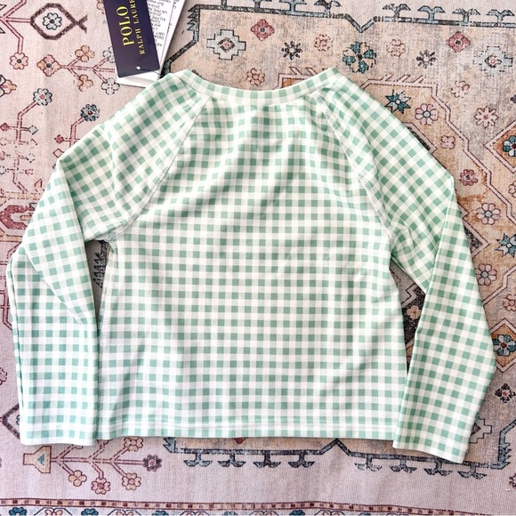 Ralph Lauren Rash Guard swim shirt plaid Check Mint green - Picture 4 of 6